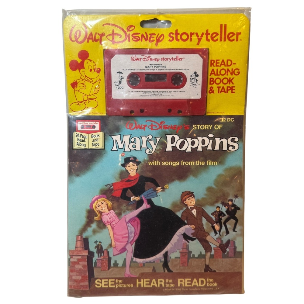 NEW Vintage Disney Storyteller Mary Poppins‎ Read-Along Book & Cassette TVTape